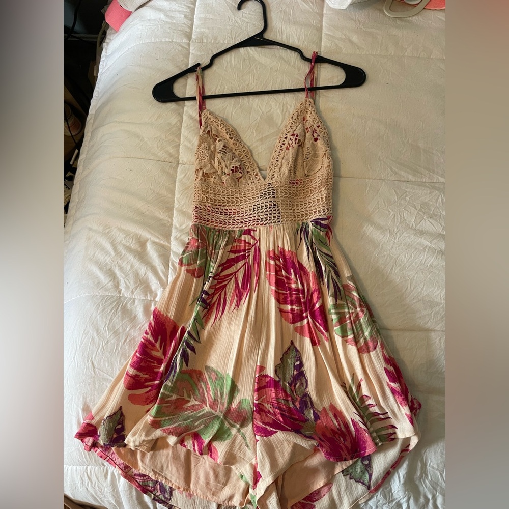 ILLA ILLA Pink and Green Floral Romper